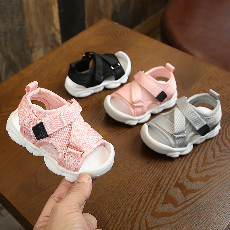 girls-solid-color-velcro-korean-style-sandals