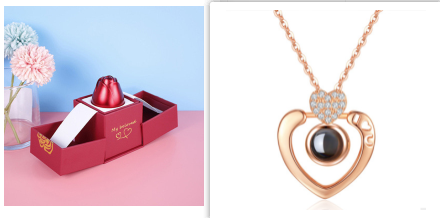 2023 Hot Valentine's Day Gifts Metal Rose Jewelry Gift Box Necklace For Wedding Girlfriend Necklace Gifts