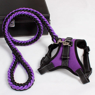 Nylon Dog Harness & Collar Set: Reflective, Padded, Medium-Large