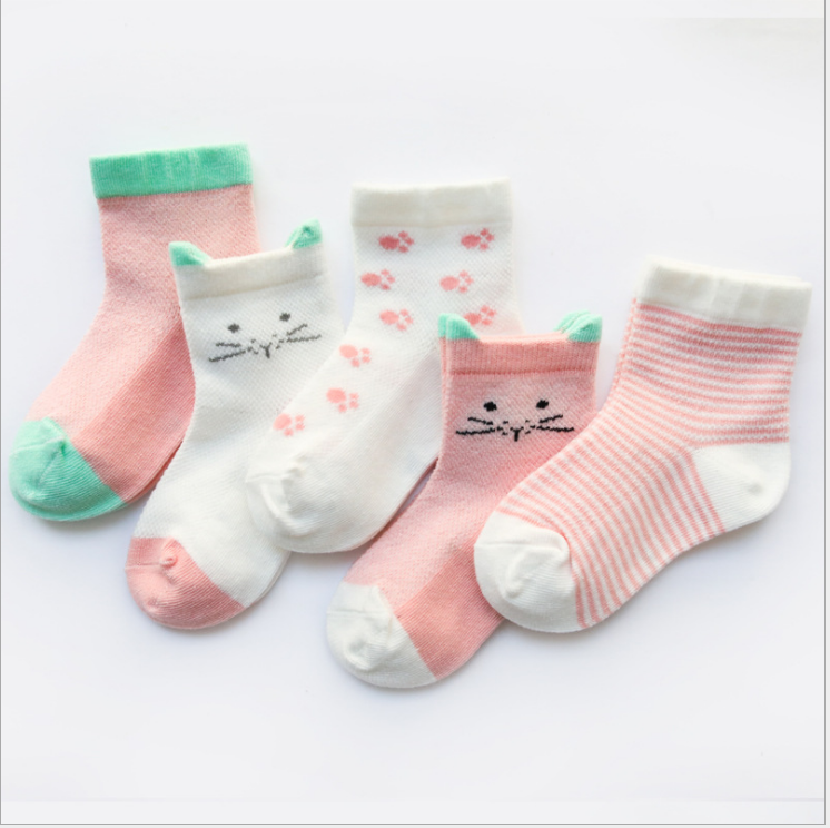 5-Pack Children's Summer Cotton Socks for Boys & Girls