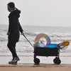 Folding Wagon Garden Shopping Beach Cart (Black+Yellow) - Convenient & Versatile Transport Solution