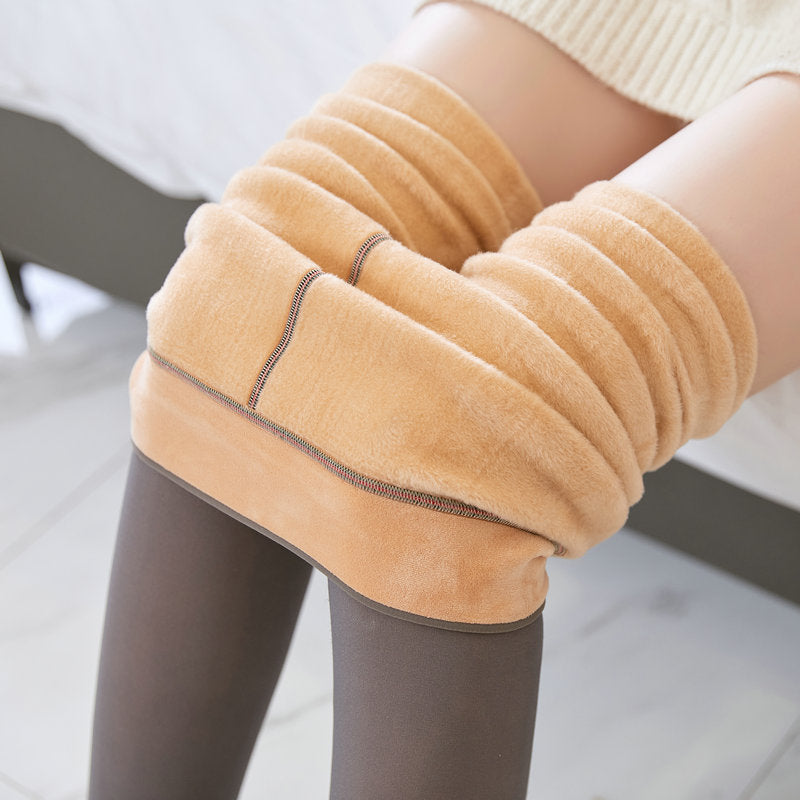 Warm Plus Size Fleece Lined Tights - Fake Translucent Leggings