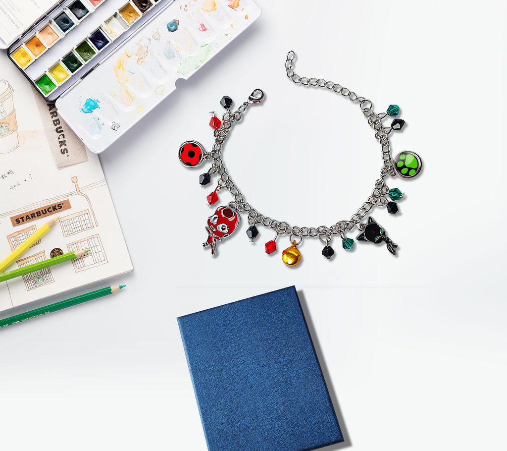 ladybug-superhero-and-cat-bracelet-charm-crystal-bead-bangle-kids-cosplay-jewelry