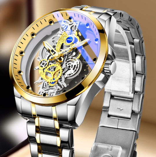 Gold Skeleton Vintage Men's Watch - Luxury Timepiece