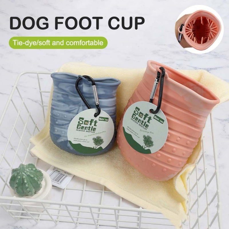 2 In 1 Dog Paw Cleaner Cup Soft Pet Dog Foot Cleaning Washer Brush Cup Portable Pet Foot Washer Paw Clean Brush Foot Cleaning Bucket Pet Products