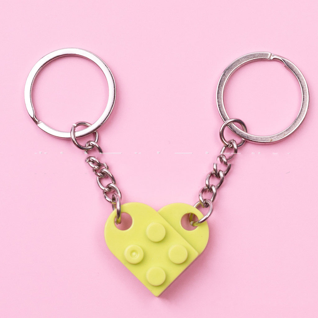 New Heart Key Chain Valentines Day Gift Blocks Can Split Key Link Couples