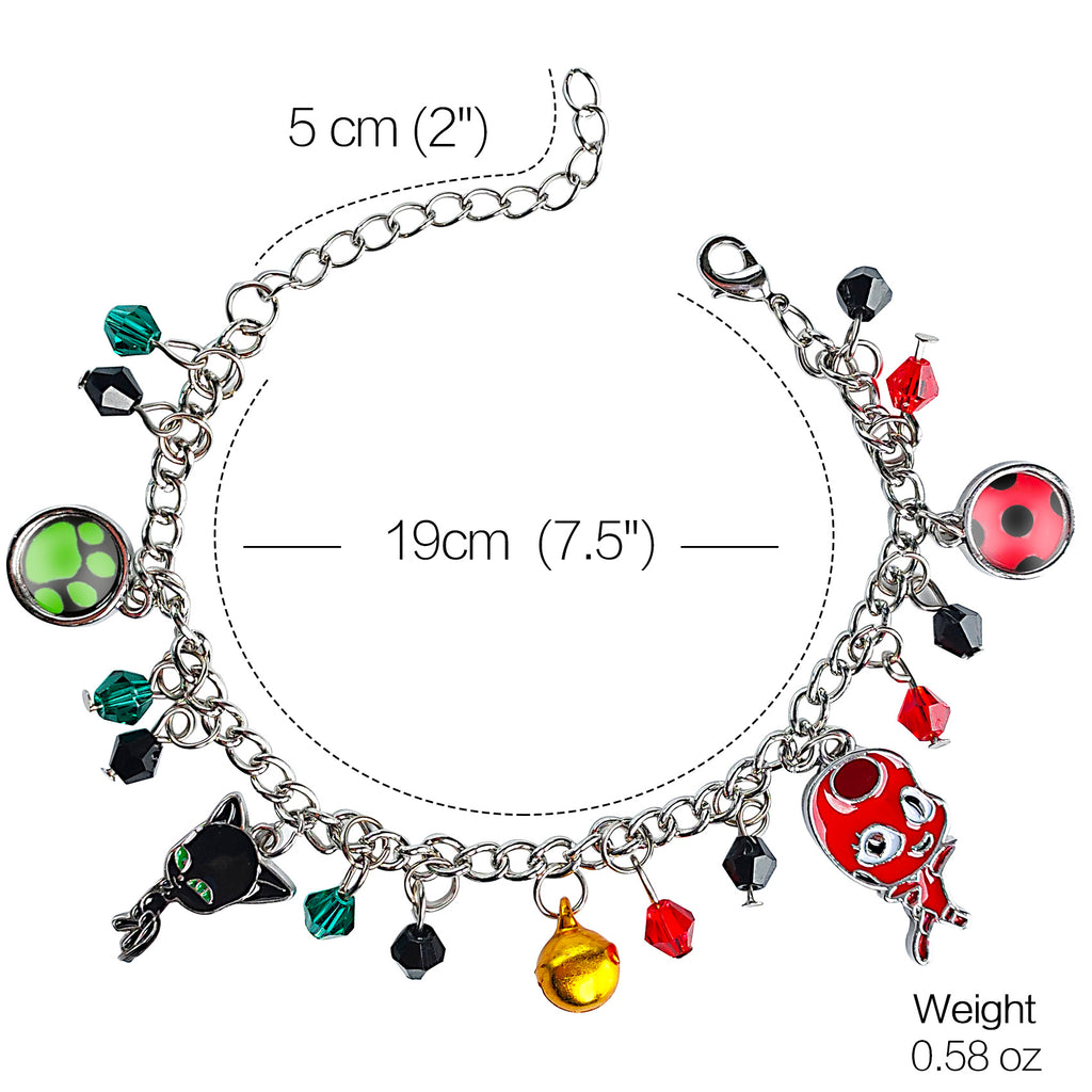 ladybug-superhero-and-cat-bracelet-charm-crystal-bead-bangle-kids-cosplay-jewelry