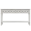 TREXM Rustic Entryway Console Table, 60" Long with two Different Size Drawers and Bottom Shelf for Storage (Antique White)