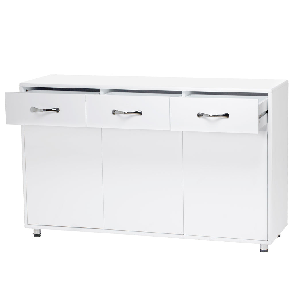 Elevate Your Living Space with our 3-Door 3-Drawer White Sideboard Cabinet
